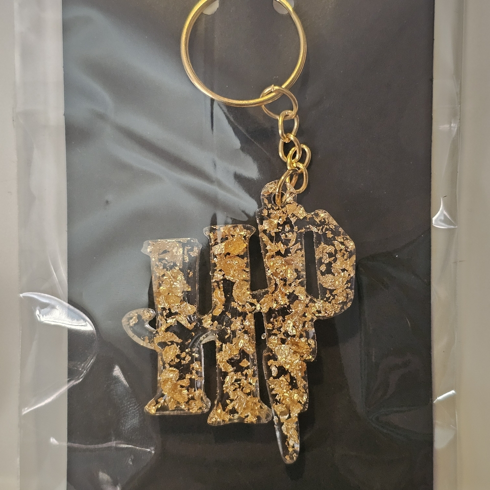 Gold Flake 'HP' Keychain Charm - Women Accessories